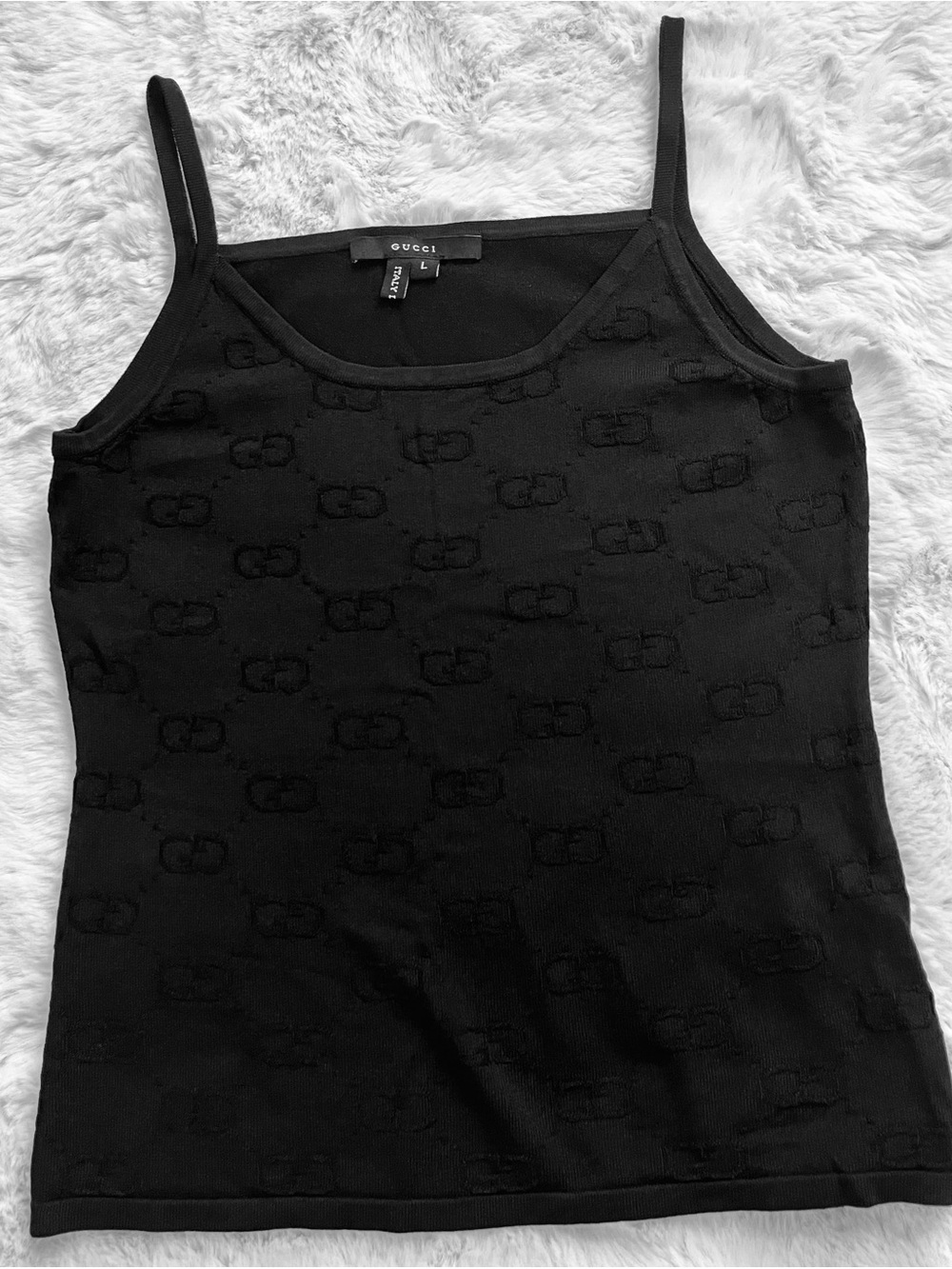 GUCCI Black GG Monogram Tank Top